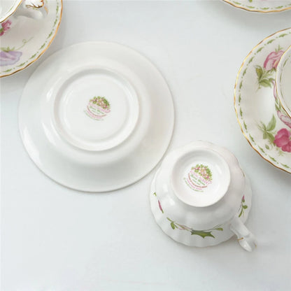 Coffee Cup and Saucer Set Month Flower Mug Bone China Drinking Set Ceramic Cup and Saucer Home Teacup Dessert Saucer Gifts.