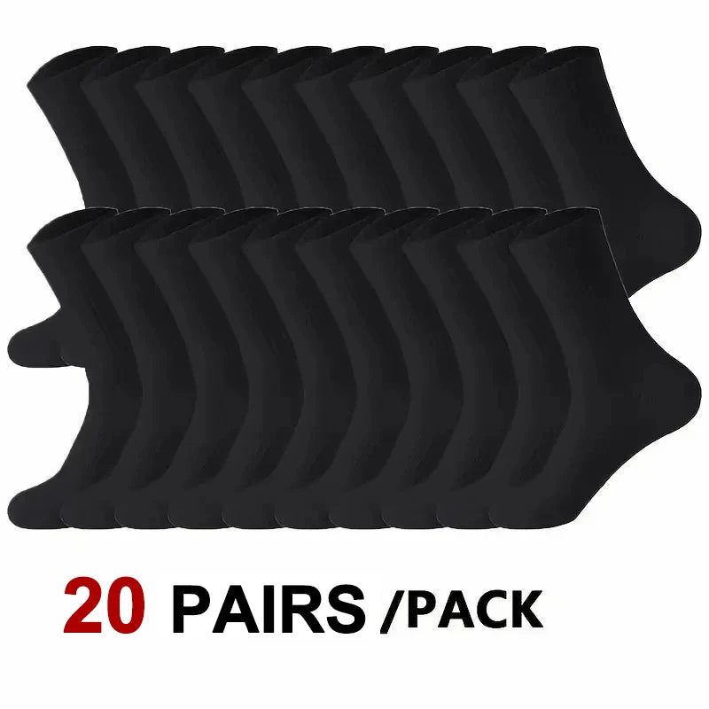 5/10/20 Pairs Neutral Solid Color Round Neck Socks Spring Autumn Sweat Absorbing Breathable Comfortable All-season Sports Socks.