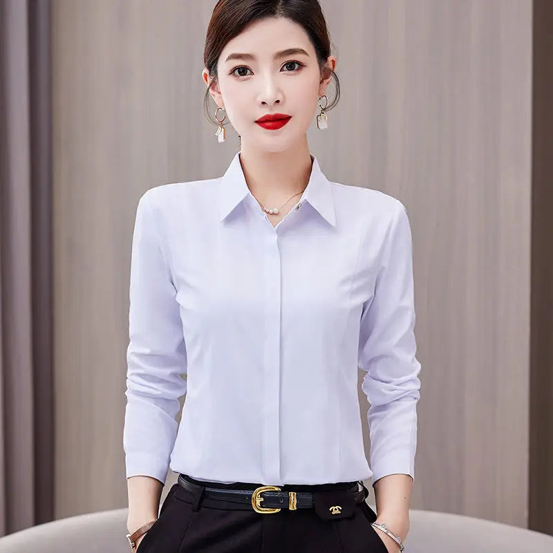 White Shirt Long-sleeved Slim Shirt Korean Style Professional Work Clothes Work Clothes