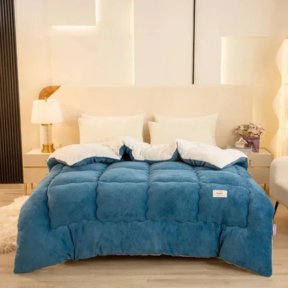 Winter Quilt Blanket Double Sided Velvet Lamb Cashmere Double Bed Quilts King Queen Full Size Bed Duvet Thicken Comforter Core
