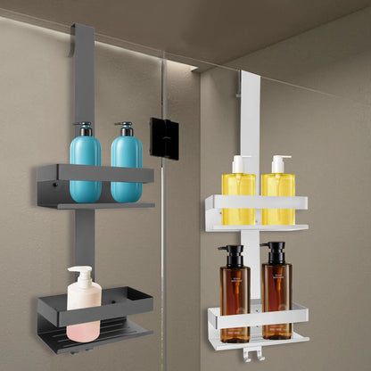 Schwarz/Silber 2-stufiges modernes weißes Badezimmerregal, Badezimmer-Organizer aus Edelstahl, geeignet für Badezimmer, Küche, Wohnzimmer