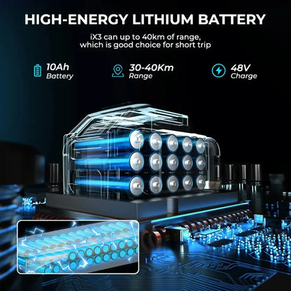 iScooter ix3Electric scooter 800W Motor 48V10AH Battery support Minirobot application control 10-inch tire city commuter scooter.