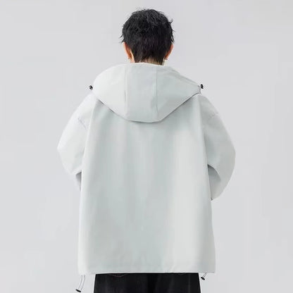 Outdoor Windbreaker Hooded Jacket Men Softshell Zip Up Windproof Waterproof Mountain Skiing Hiking Camping Jacket Autumn Coats.