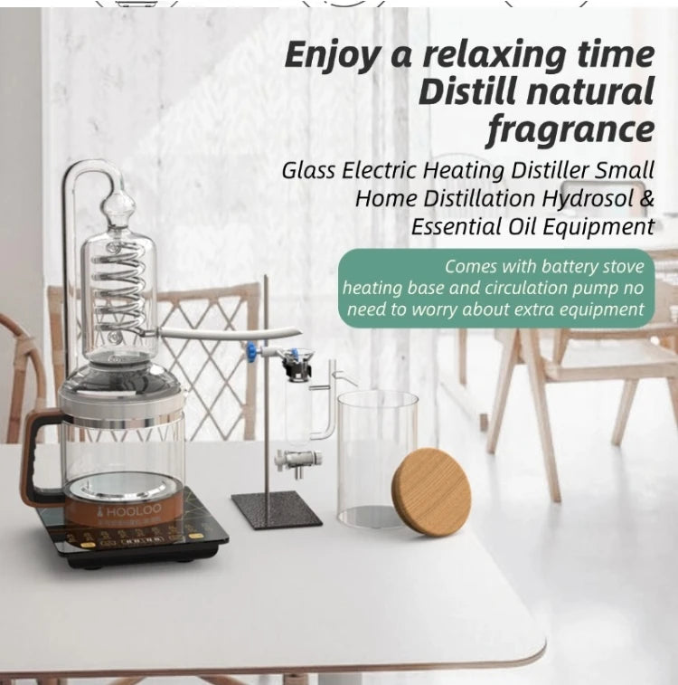 HOOLOO 2.4L Water Distiller Distillation Kit Home Fragrance Distillation Device Hydrosol & Essential Oil Distiller Equipment.