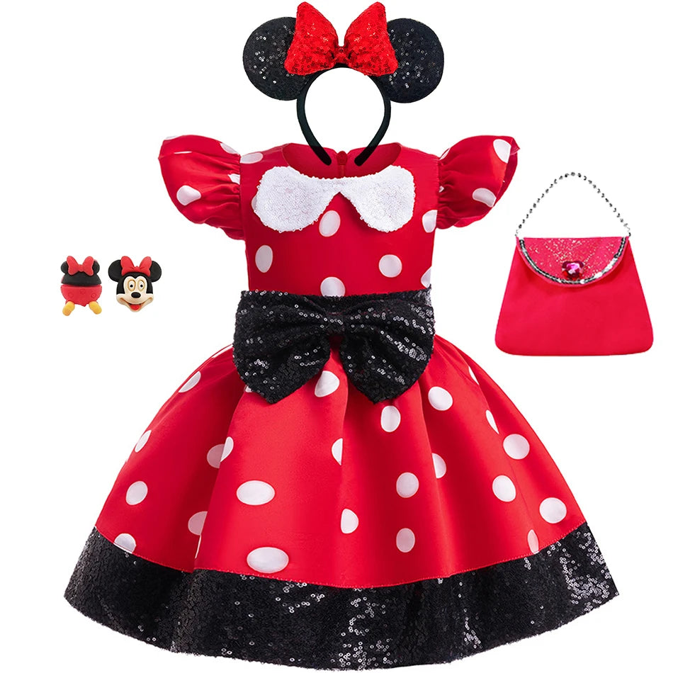 Disney Mickey Minnie Maus Polka Dot Cosplay Baby Mädchen Jungen Kostüm Kinder Maskerade Kleidung Kinder Halloween Karneval Kleid
