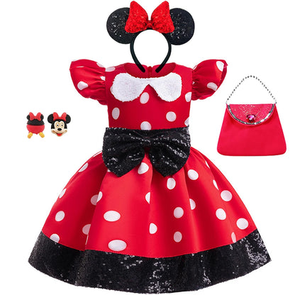 Disney Mickey Minnie Maus Polka Dot Cosplay Baby Mädchen Jungen Kostüm Kinder Maskerade Kleidung Kinder Halloween Karneval Kleid