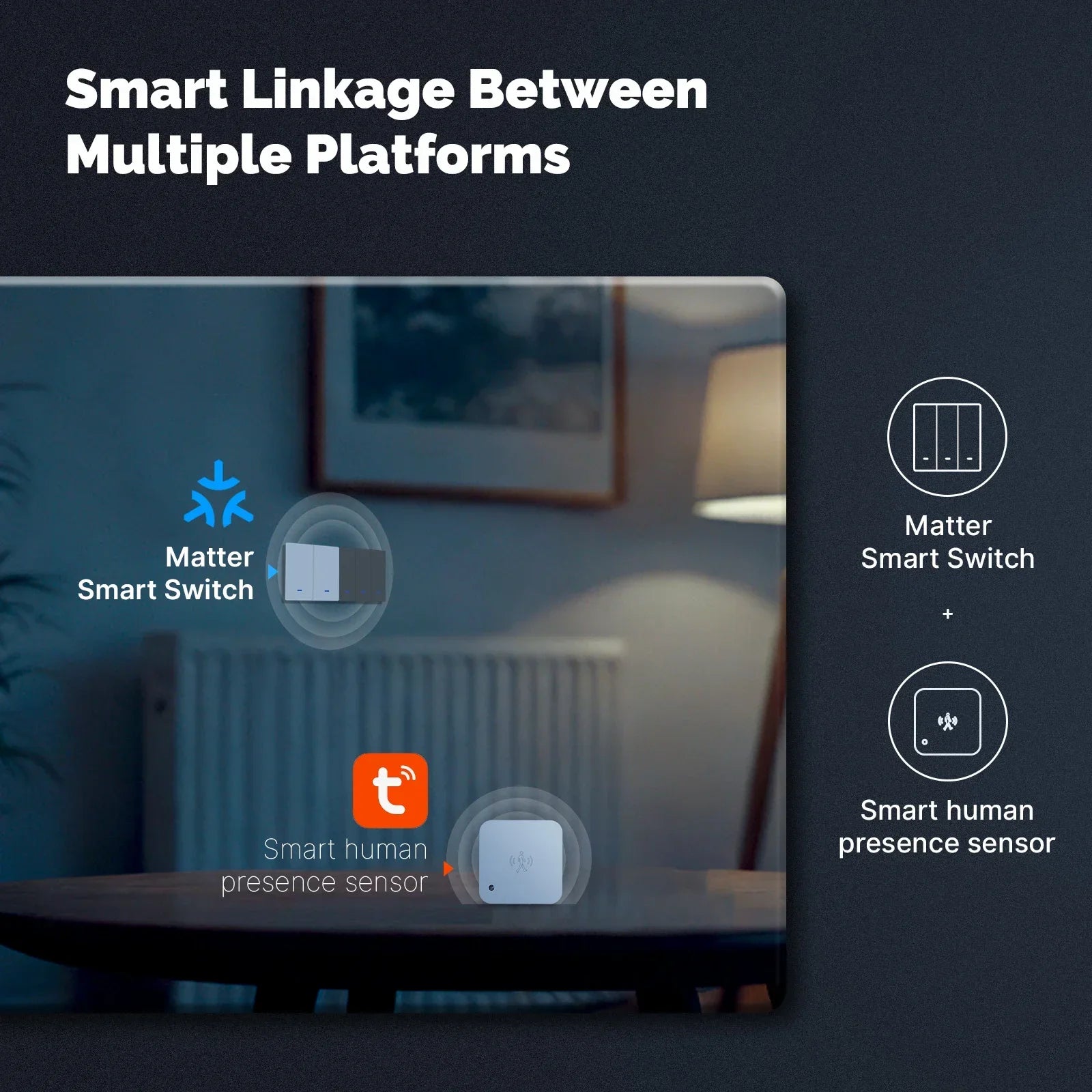 MOES Smart Lichtschalter EU WiFi Matter Button Fernbedienung kompatibel mit Alexa Google Home Apple Homekit Smartthings.