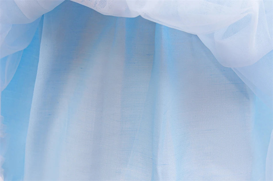 Mädchen Schneekönigin Spitze Schleife Prinzessin Kleid Elsa Cosplay Disney Performance Kleidung Kinder Halloween Karneval Party Fee Outfits.