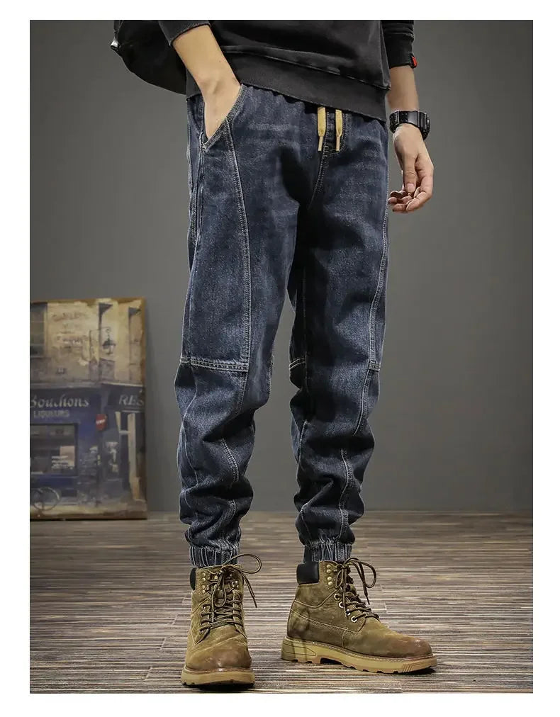 Autumn Winter Men's Trendy Loose-fit Jeans Casual Harem Trousers Long Pants Comfortable Working Clothes.