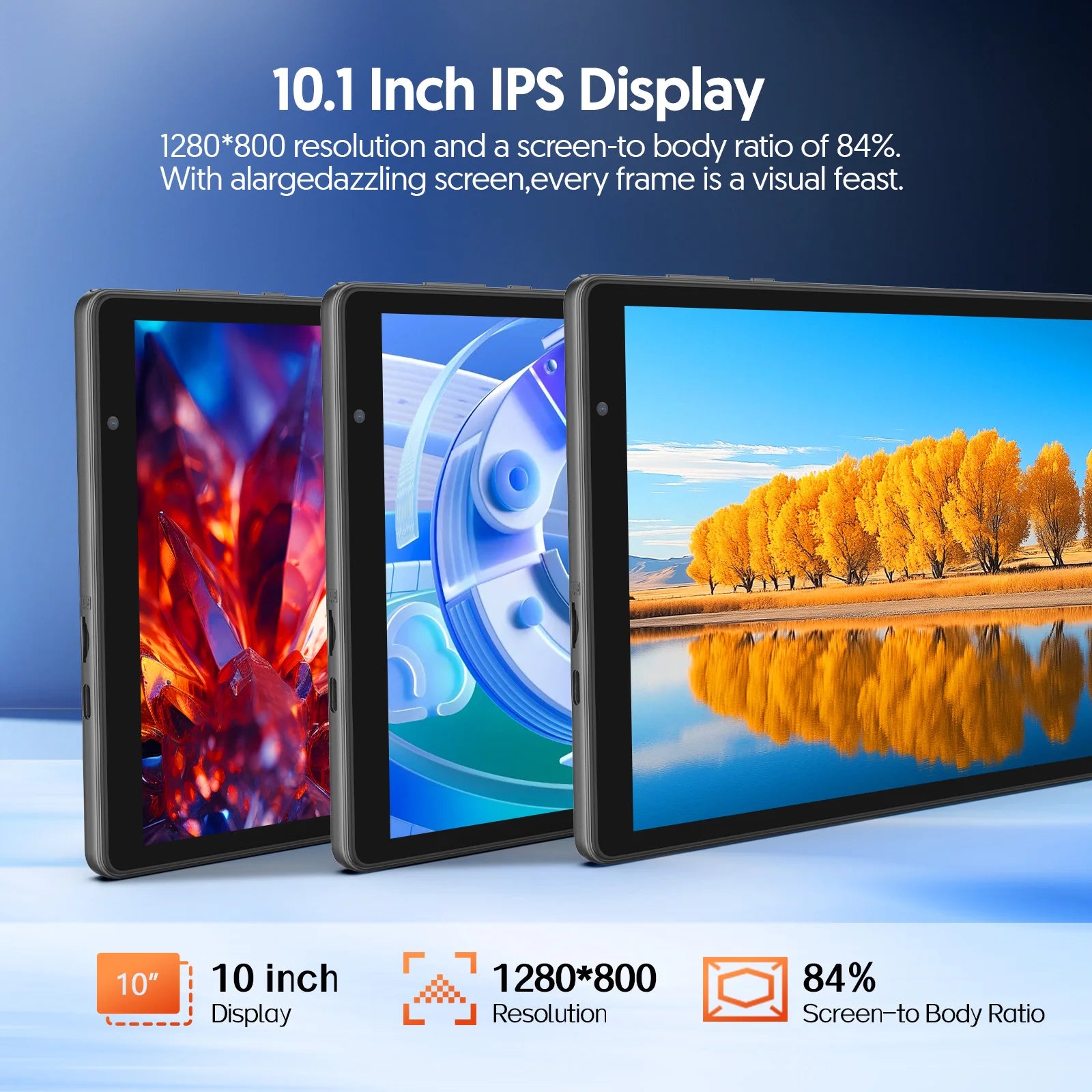 BAKEN Android 15 tablet, 8 (3+5)GB + 32GB storage, penta-core processor, Wi-Fi6, Bluetooth, USB-C, Google Play Store,.