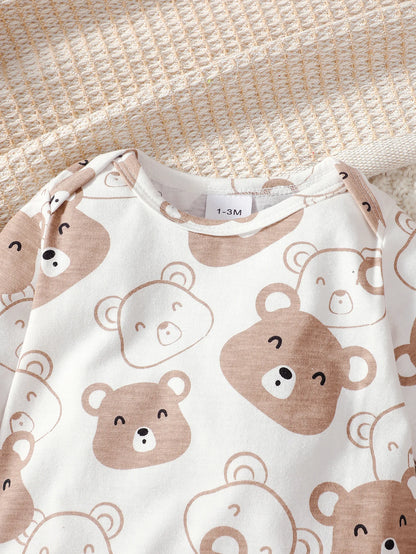 0-9 Months Baby Boy Set Little Bear Long Sleeve Bodysuit+Pants+Hat+Socks 4pcs/Set Baby Spring Autumn clothing Newborn set.