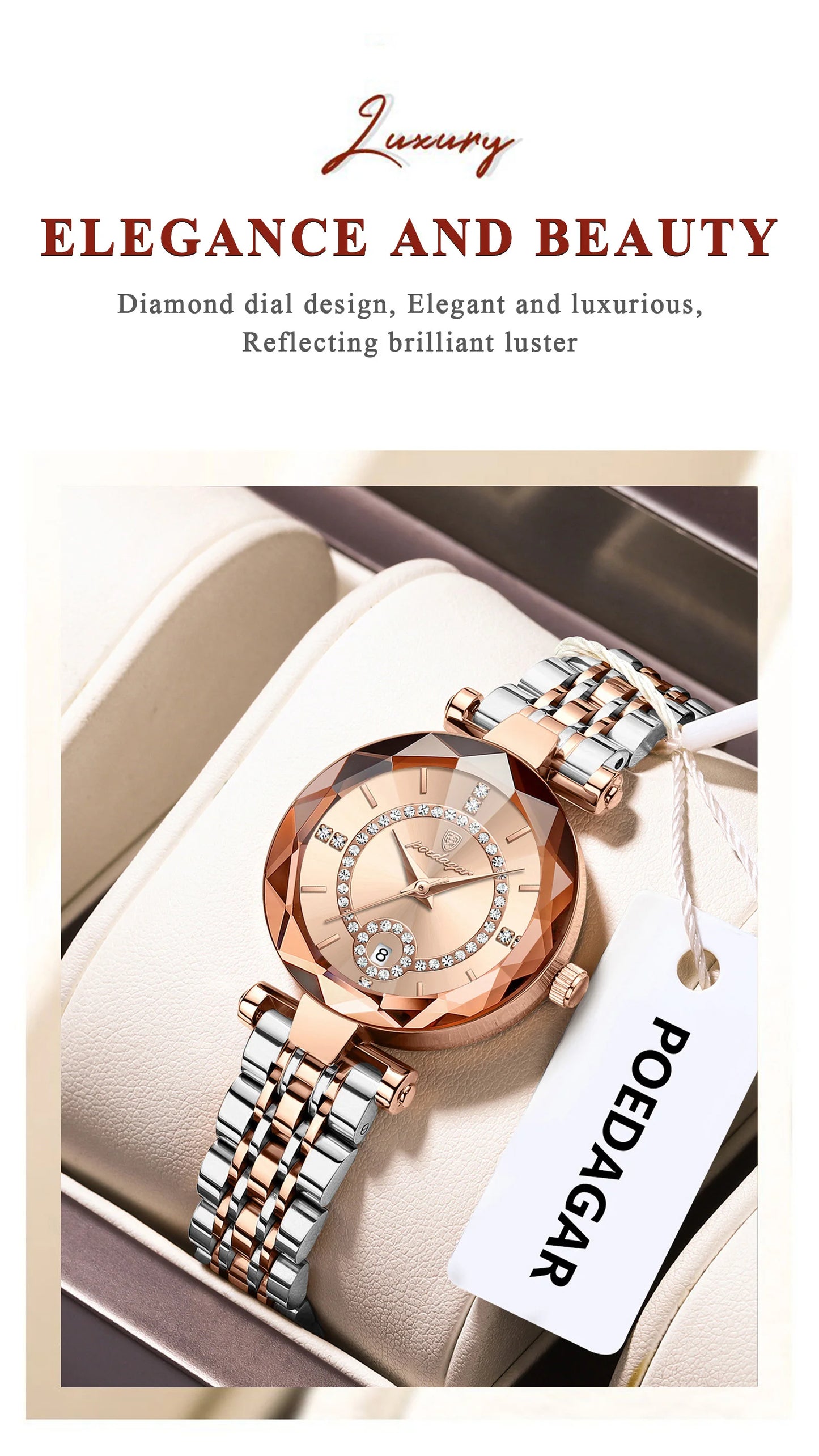 POEDAGAR Fashion Original Wristwatch For Woman Waterproof Stainless Steel Date Quartz Ladies Watch Luxury Casual Women's Watches.