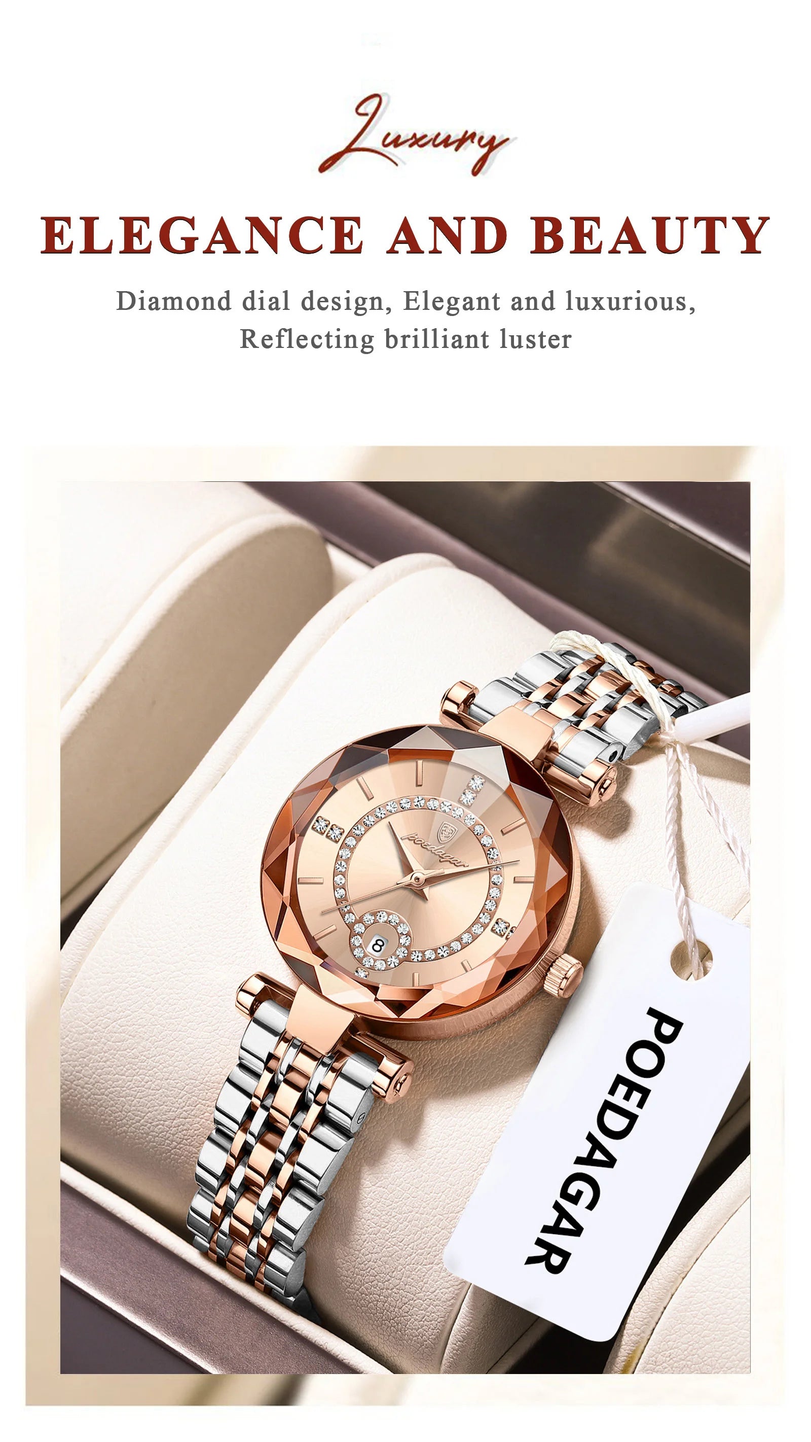 POEDAGAR Fashion Original Wristwatch For Woman Waterproof Stainless Steel Date Quartz Ladies Watch Luxury Casual Women's Watches.