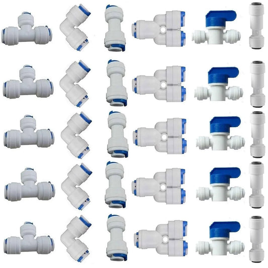 1/4" OD Quick Connect Push In to Connect Water Tube Fitting for RO Reverse Osmosis Water Filter Fittings Pack of 30