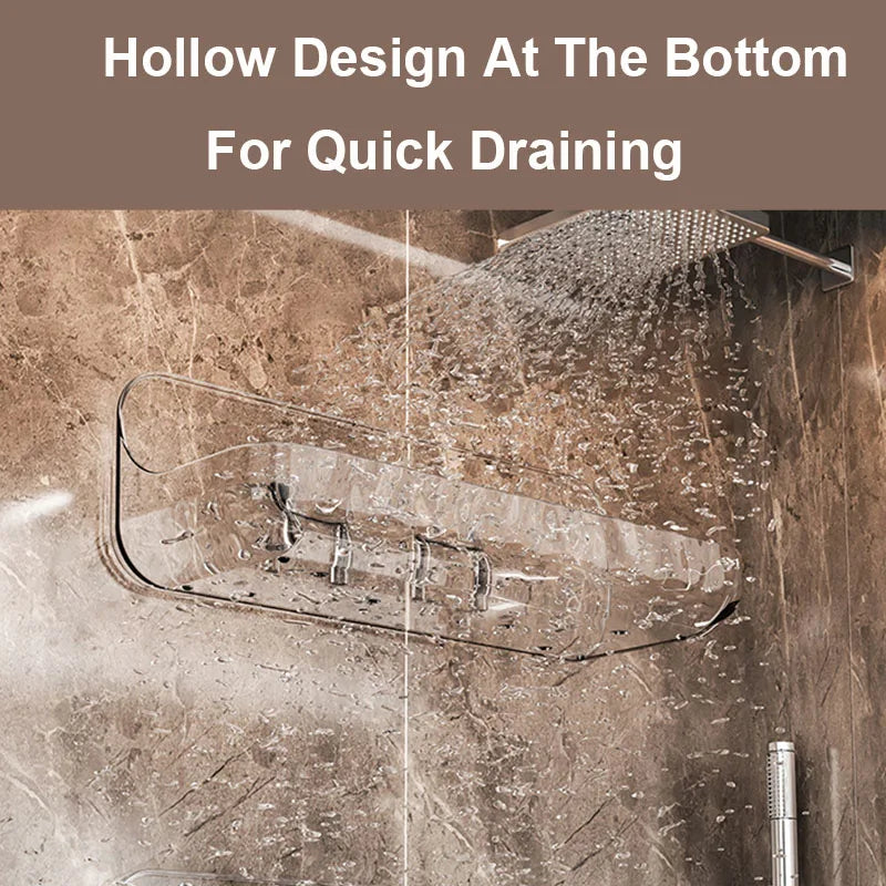 Acryli Badezimmerregal ohne Bohrer, Organizer für Dusche, Aufbewahrungsregal, Waschtisch, Kosmetik, Aufbewahrungsregal, Wandmontage, Toiletten- und Shampoo-Halter