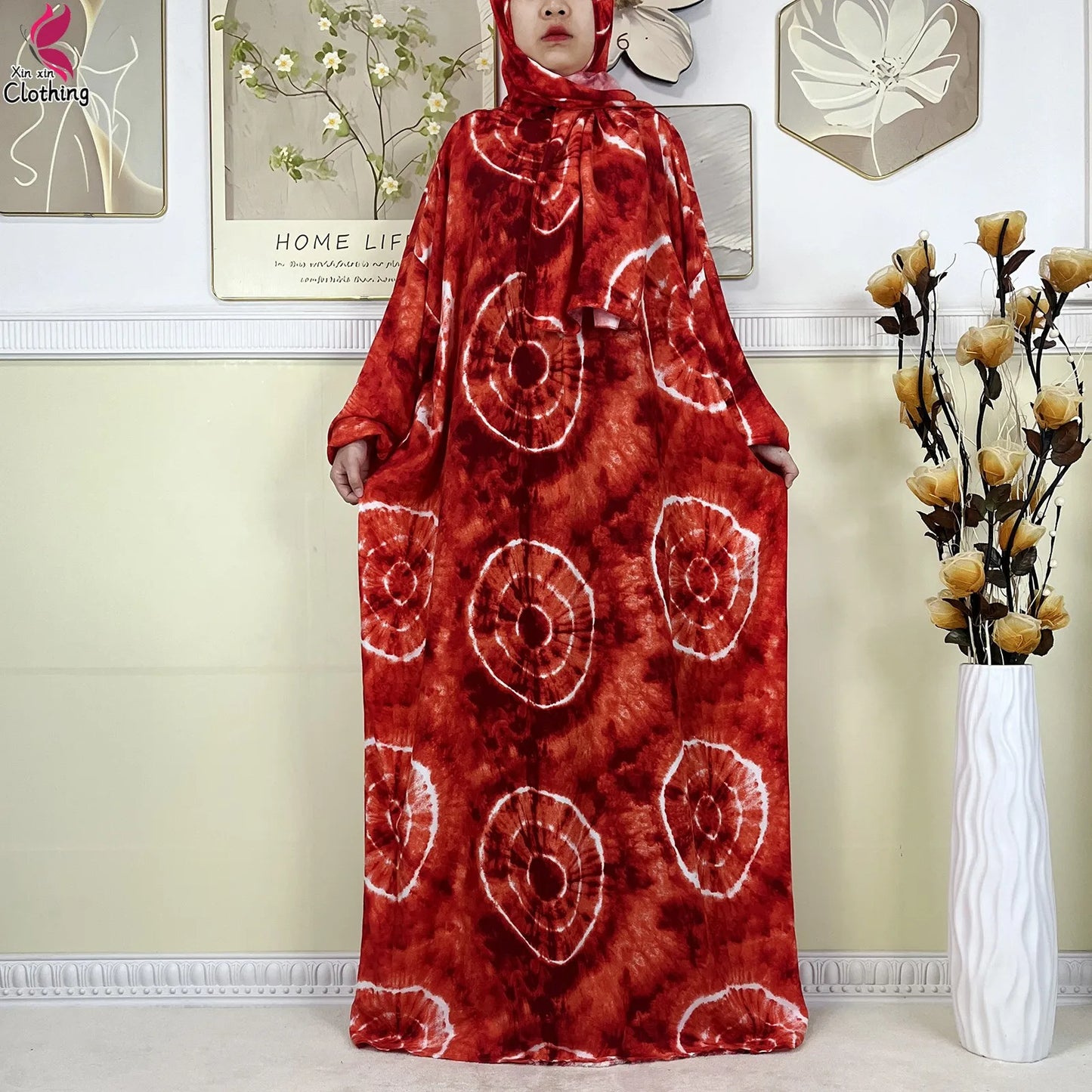 2025 New Muslim Abayas For Women Ramadan Prayer Garment Dubai Middle East Femme Robe Cotton Loose African Dress Turban Attached.