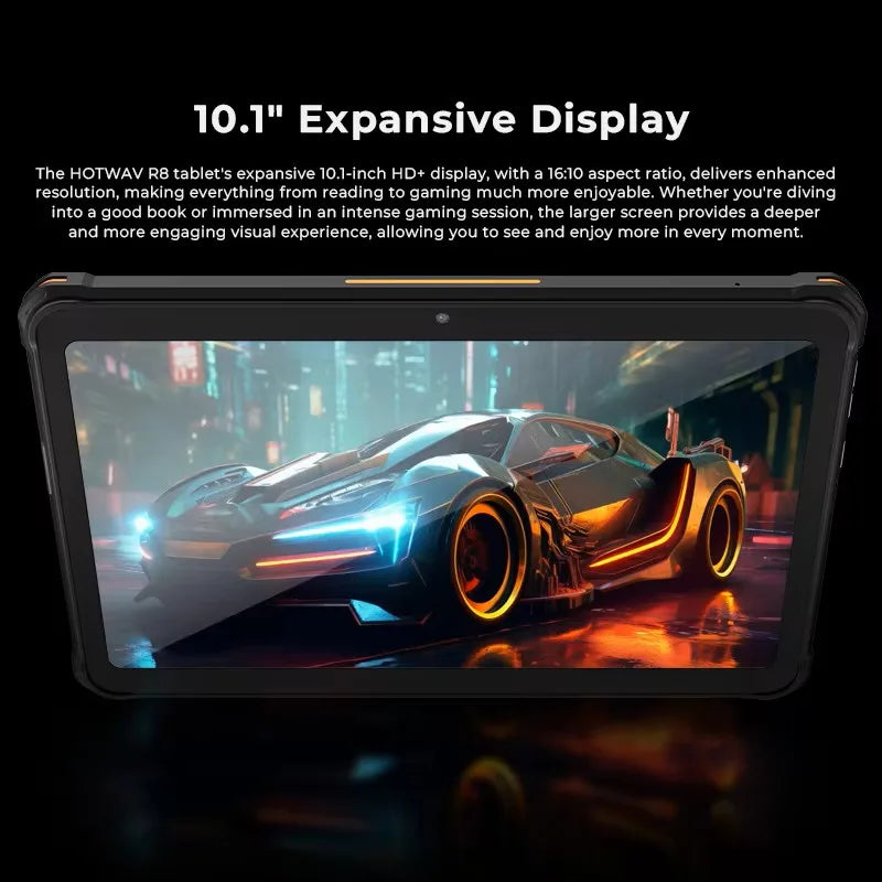 Rugged Tablet HOTWAV R8, 12 (4+8) Go + 128Go, 10.1'', 5MP Front + 13MP Rear Cameras, Android 14.0, 10800mAh Battery, Dual SIM, GPS, 4G.