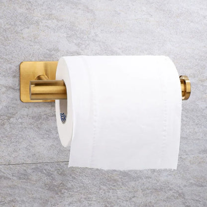 Papierhalter aus Edelstahl, weiß, selbstklebend, Wandhalterung, Ständer, Küche, Badezimmer, Toilettenpapier, Handtuch, Seidenrollenregal, gebürstetes Gold