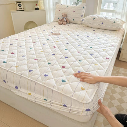 1pc Floral Style Bed Cover Quilted Bedspread Non-slip Mattress Protector Adults Kids Room Bedsheets 매트리스 커버 (No Pillowcase)
