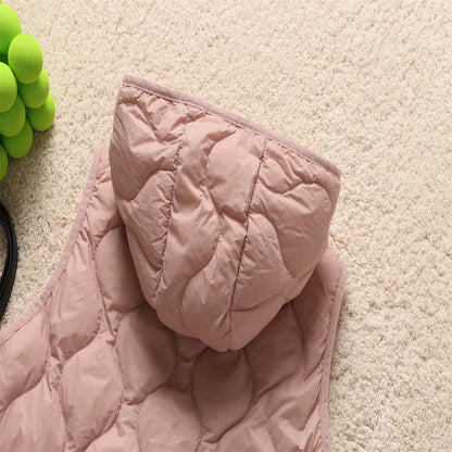 2024 neue Ankünfte Frauen Mode Ultraleicht Dünne Mit Kapuze Unten Jacken Frühling Winter Weiblichen Koreanischen Slim Fit Ärmellose Puffer Mantel.