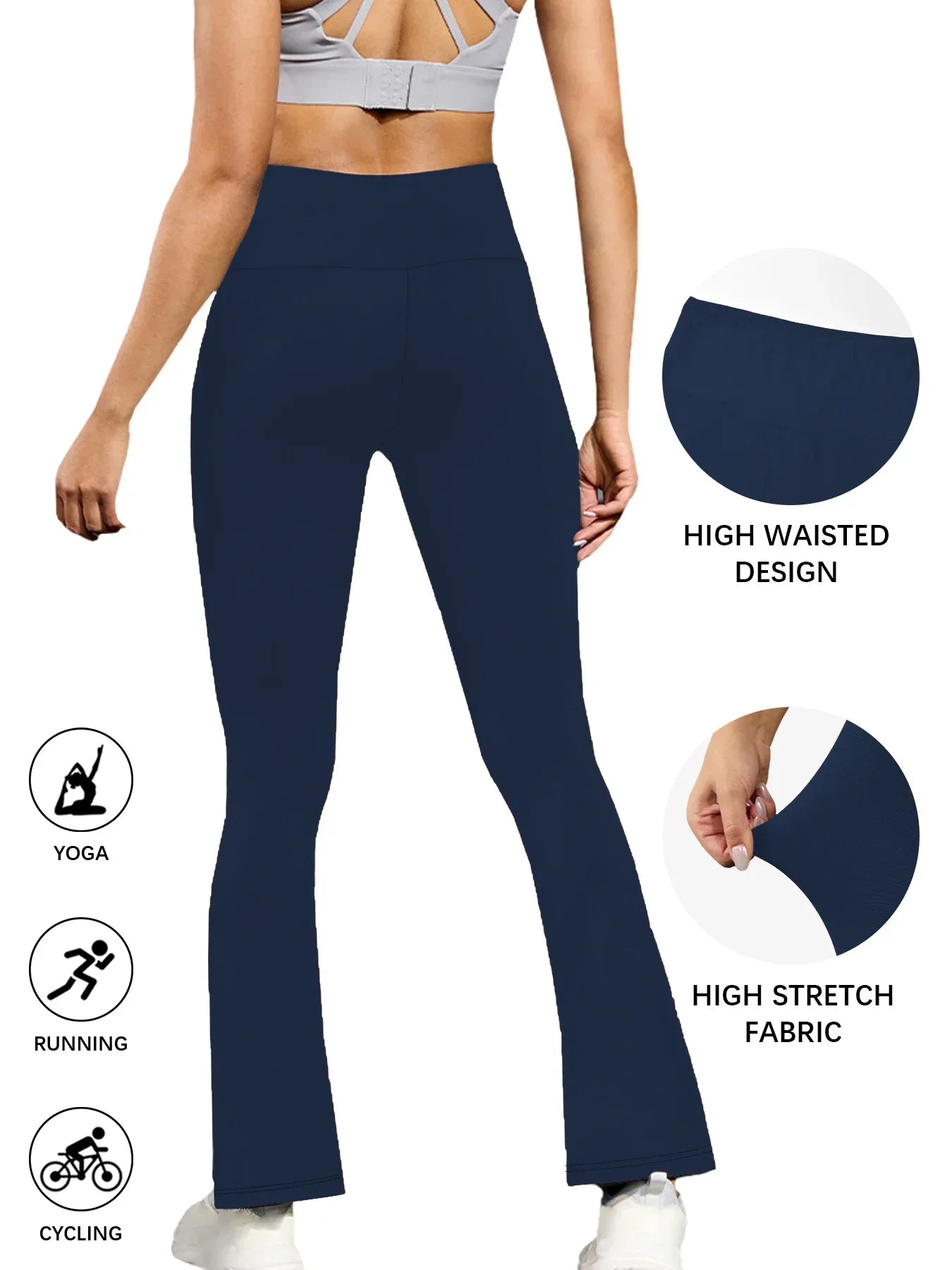 Women's Super Soft Flare Pants High Waisted Tummy Control Workout Yoga Leggings Bell Bottoms.