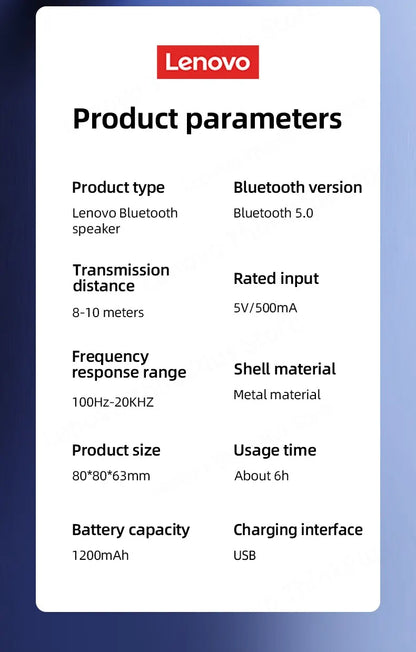 Original Lenovo K30 Portable Hifi Bluetooth Wireless Speaker Waterproof USB Outdoor Loudspeaker Music Surround Bass Box Mic.