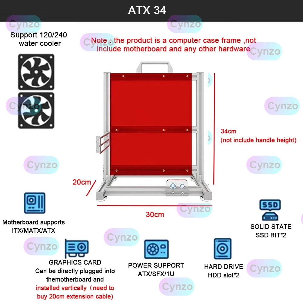 DIY  Gamer Cabinet ITX MATX ATX Open Computer Case Frame Aluminum Alloy Desktop Portable PC Rack DIY Personalized Chassis