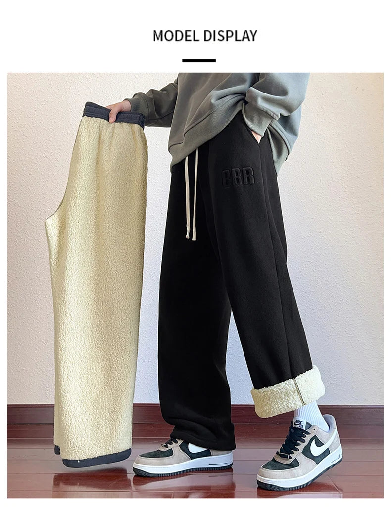 M-7XL Large Size Men's Down Pants Winter 2024 New Thick Lamb Down Casual Low-waist Cotton Pants Oversized Warm Straight Joggers.