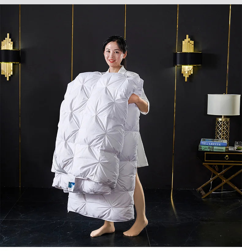 Goose Down Soft Duvet Luxury Blanket King Queen Twin Size Comforter Bedding Filler Bread Shape Super Warm Quilt.