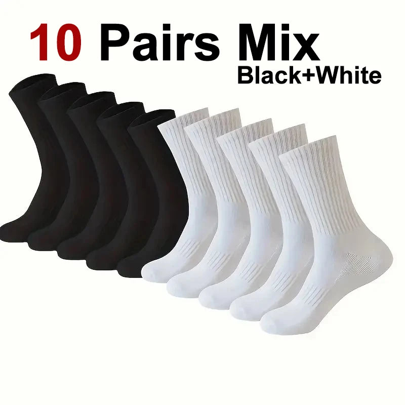 5/10/20 Pairs Neutral Solid Color Round Neck Socks Spring Autumn Sweat Absorbing Breathable Comfortable All-season Sports Socks