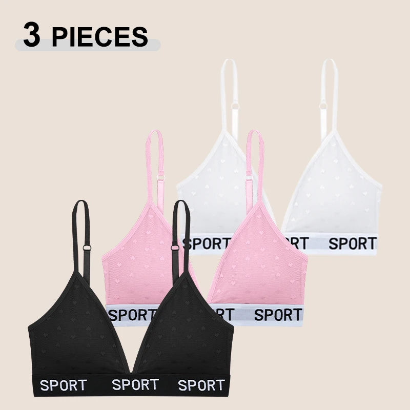 3Pcs/Set Women's Sexy Lace Bras Seamless Letter Deep V Adjusted-Straps Underwear Fashion Cozy Breathable Intimate Lingerie 2025.