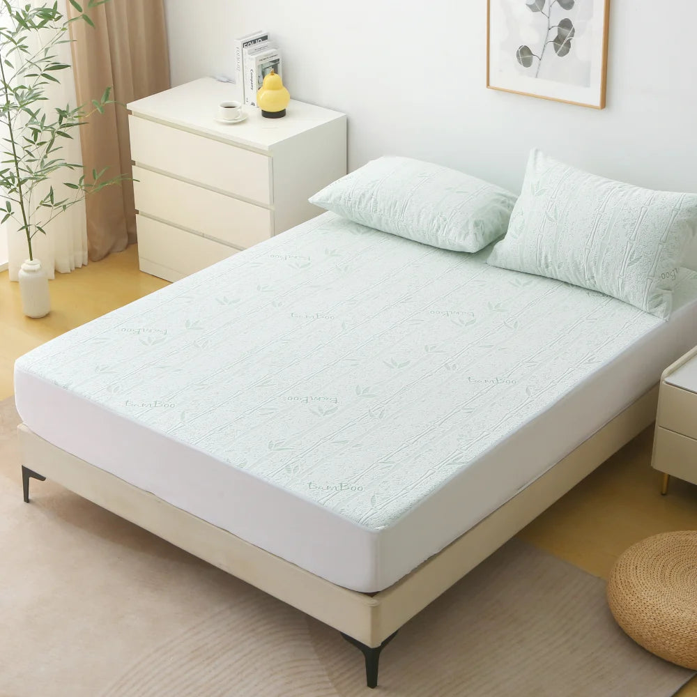 1pc Bamboo Mattress Protector, Breathable and Cooling Mattress Cover, 3D Air Fabric Fitted Bed Sheet 90/140/160cm size.