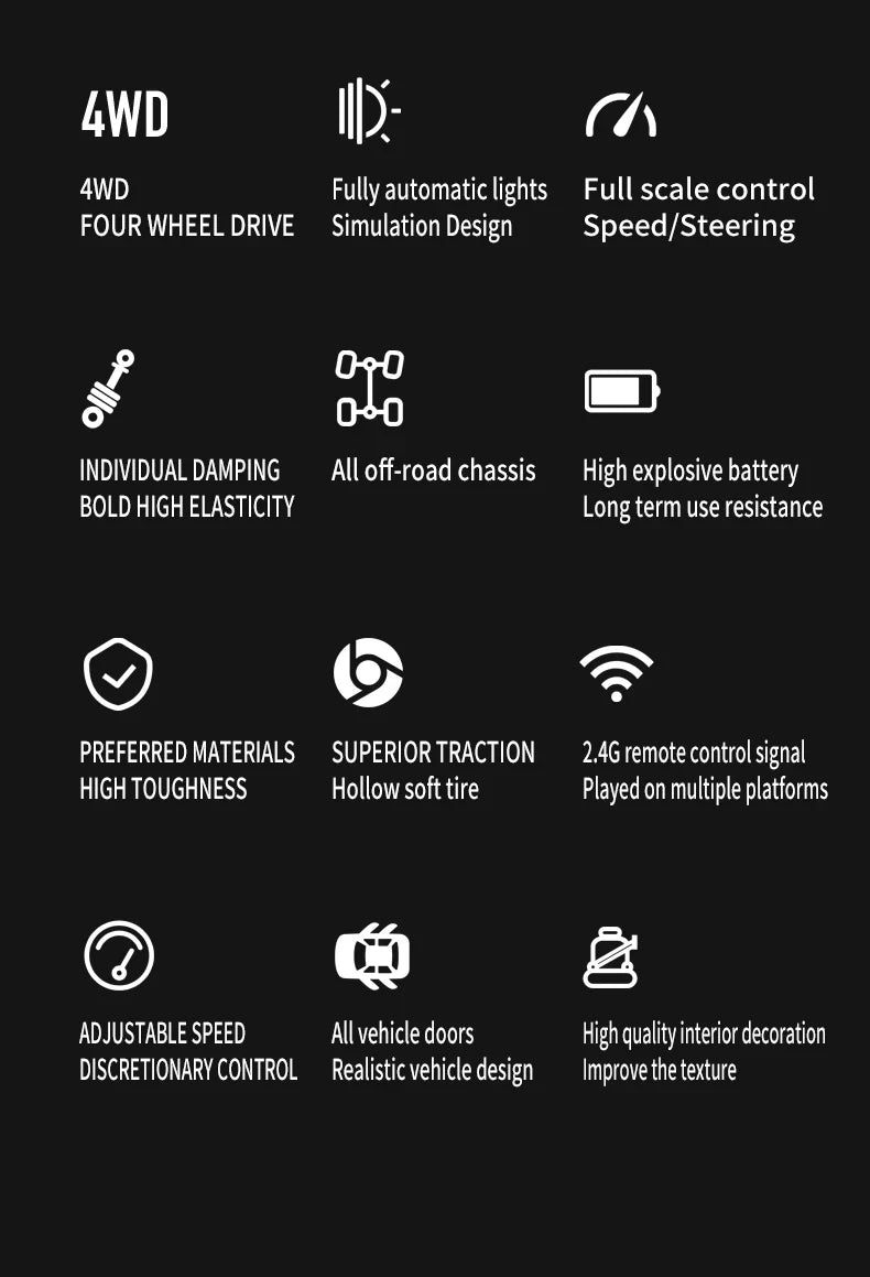 1/12 MN128 RC Car 4WD Jeep Model 2.4G Remote Control LED Light 4X4 Off Road 4WD Climbing RC Truck Electric Toy Car Gift for Boy.