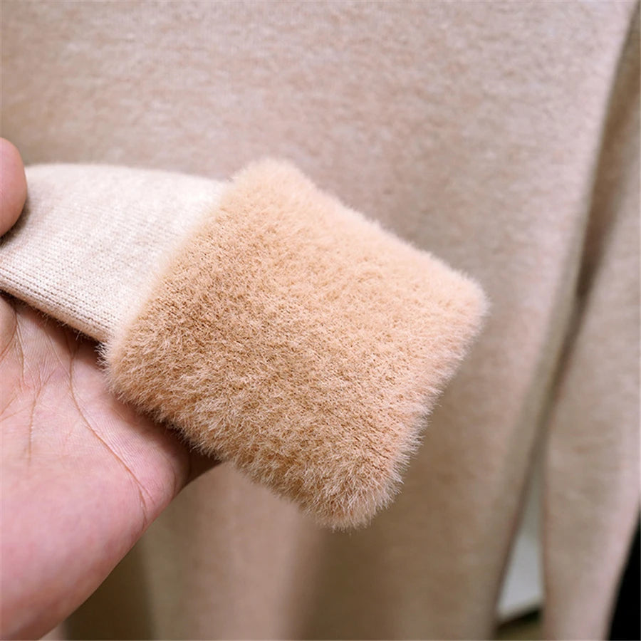 Verdicken Samt Rollkragenpullover Frauen Koreanische Mode Gefüttert Warme Sueter Gestrickte Pullover Schlank Top Winter Jersey Strickwaren Jumper.