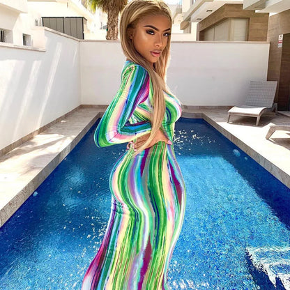 Sommer Lange Kleider Für Frauen Bodycon Brust Wrap Print Off Schulter Verband Schlank Sexy Kleid 2024 Neue Mode Party Vestidos