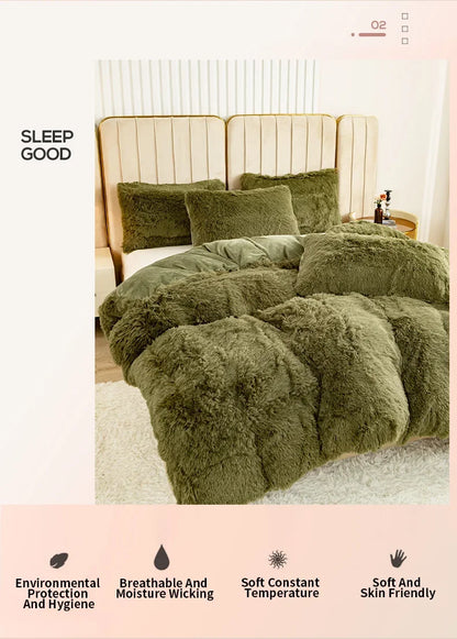 3/4PCS Luxurious Plush Duvet Cover Set – Cozy & Soft Bedding, Perfect for Bedroom Comfort, Ideal for Guest Rooms and Dorm Aesth