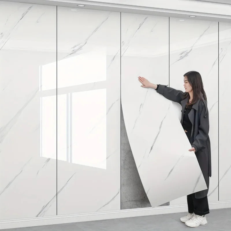 Marble Peel and Stick Wall Panels Removable Self-Adhesive Wallpaper for Kitchen Bathrooms Showers and Flooring Living Room Decor