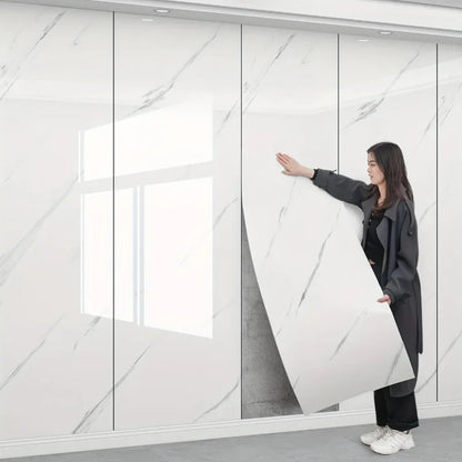 Marble Peel and Stick Wall Panels Removable Self-Adhesive Wallpaper for Kitchen Bathrooms Showers and Flooring Living Room Decor