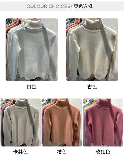 2025 neue Verdicken Hohe Kragen Pullover frauen Pullover Top Winter Warme und Weiche Einfarbig Inneren Tragen Bodenbildung Shirt.