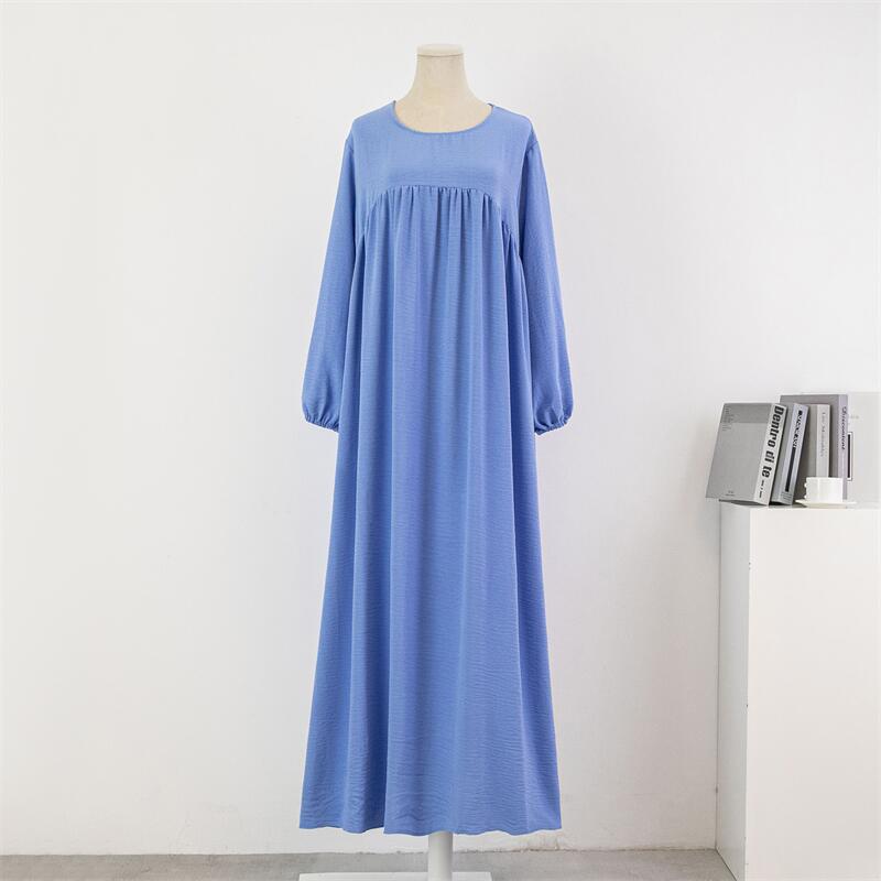 Women Loose Maxi Dresses Muslim Dress Spring Autumn Female Full Sleeve Casual Solid Pockets Robe Long Dresses Mujer Vestidoes.