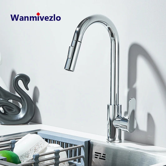 Kitchen Sink Cold Hot Water TapPull Out Kitchen Faucets 360° Rotation Kitchen Mixer Tap Single Lever Mixer Tap