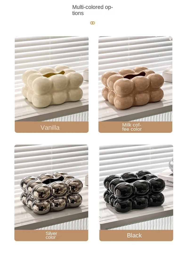 Cotton Candy Drawer Tissue Box Ceramic Light Luxury Home Living Room Creative Table Tissue Box Modern Ceramics Tissue Case.