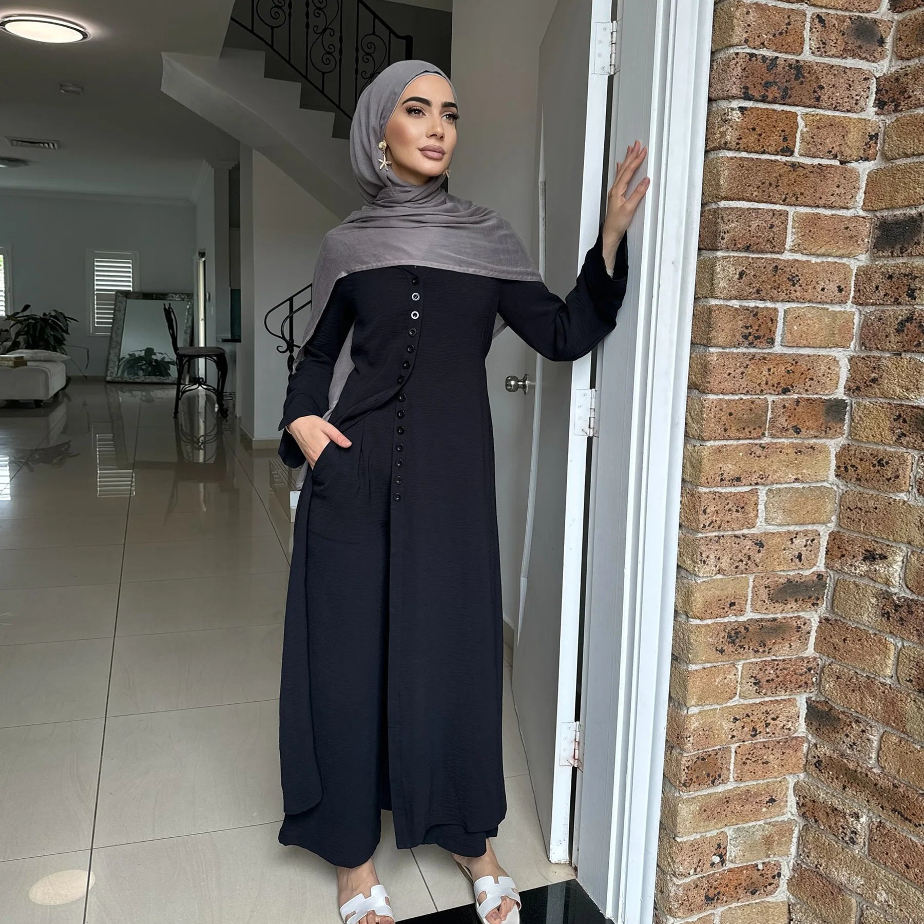 Muslim Abaya Two Piece Muslim Set for Woman Ramadan Dress Islamic.