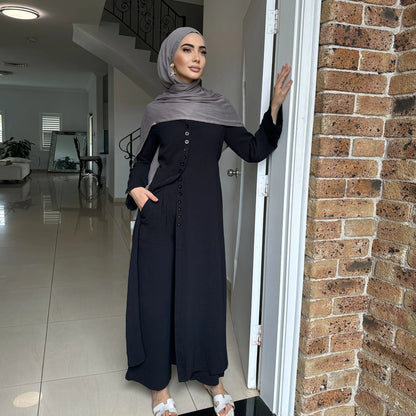 Muslim Abaya Two Piece Muslim Set for Woman Ramadan Dress Islamic.