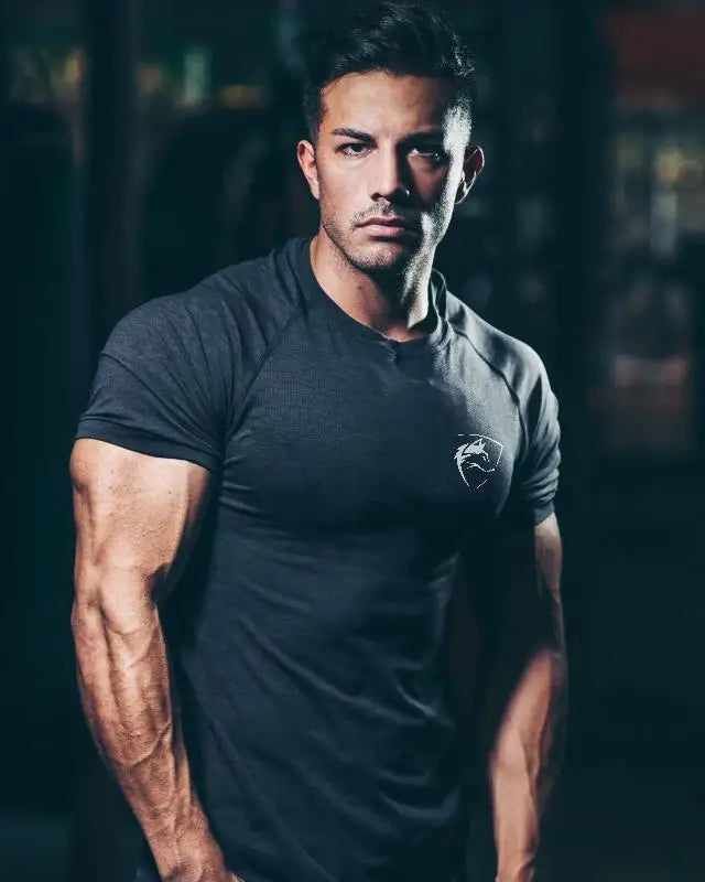 Men Tshirt Bodybuilding Tight Compression Quick-drying Muscle Shirt Fitness Workout Basketball Running Clothing Men T-shirt.