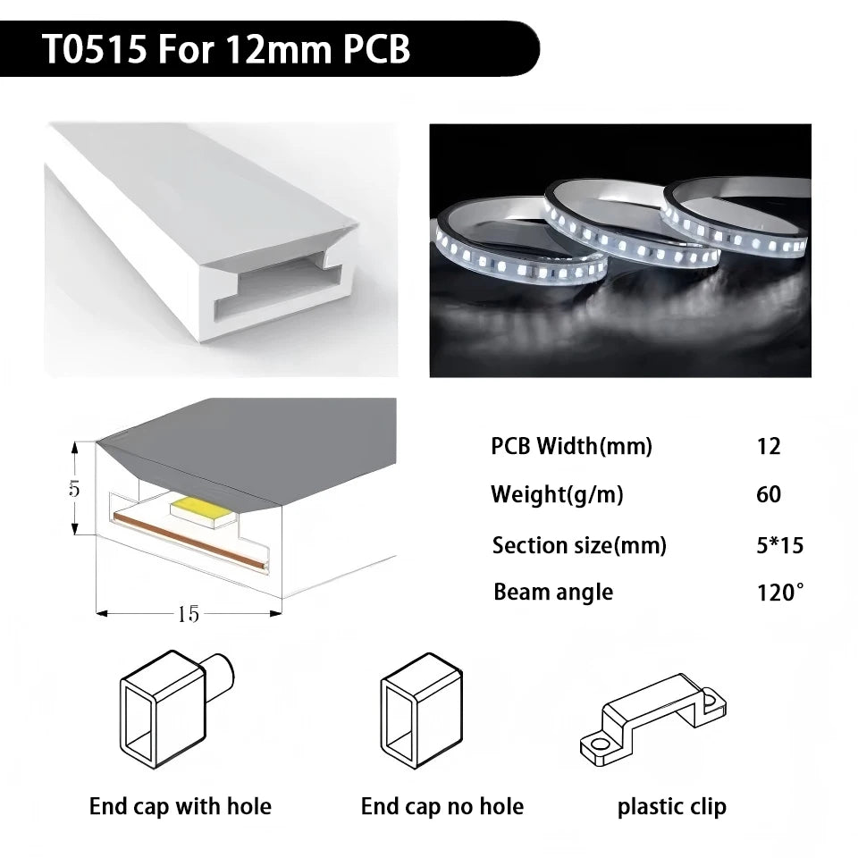 IP67 Waterproof Led Neon Silicone Flexible Light Tube Suitable for 5mm 8mm 10mm 12mm PCB WS2812B WS2811 5050 RGB Light Strip.