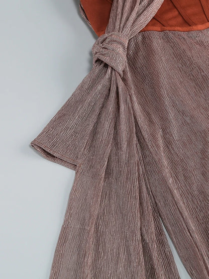 Sexy eine Schulter drapiert Glitzer langes Kleid Frauen braun Korsett funkelnd rücken frei figur betonte Maxi kleider Abend party Kleider.