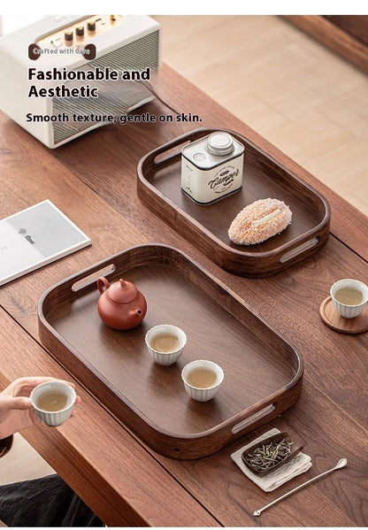 Gianxi Japanese Bamboo Household Tray Rectangular Hotel Solid Wood Dinner Plate Afternoon Tea Dessert Dim Sum Plate Tea Tray.