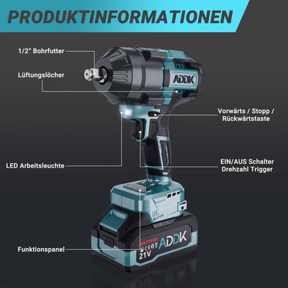 Anajqaqia Elektroschraubenschlüsselsatz, 1600 Nm 6-Gang-Einstellung, 4000 mAh Akku, 21 V Lithium-Akku-Elektroschrauber, Elektrowerkzeuge
