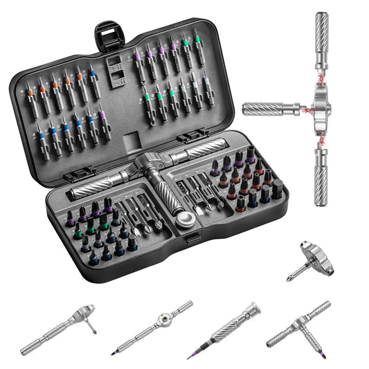 VMAN 66in1 Multifunktions-Ratschenschraubendreher-Set, mehrere magnetische Bits, Mini-Reparatur-Werkzeug-Set, Haushaltswerkzeug für PC und Schreibtisch usw.